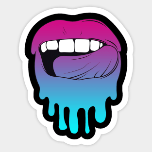 Vaporwave Dripping Lips Licking Teeth Sticker